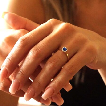 Δαχτυλίδι Ροζέτα Με Μπλε Πέτρα Σε Χρυσό 14 Καράτια