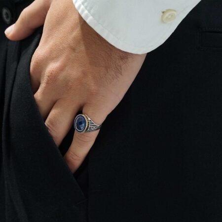 Δαχτυλίδι Σεβαλιέ Ασημένιο 925 Με Μπλε Πέτρα Ζιργκόν