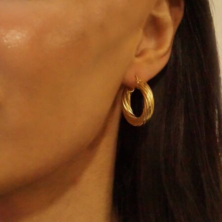 Επίχρυσα Στριφτά Κρικάκια 925