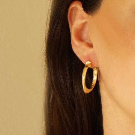 Επίχρυσοι Κρίκοι Με Ρίγες 925