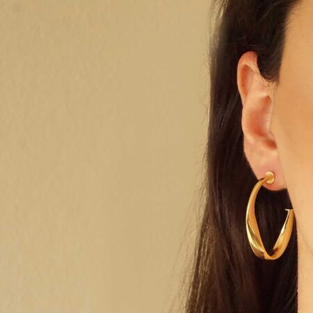 Επίχρυσοι Κρίκοι Οβάλ Καρφί 925