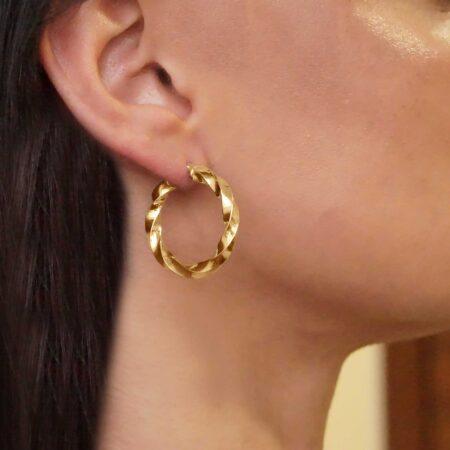 Επίχρυσοι Στριφτοί Κρίκοι Ασήμι 925