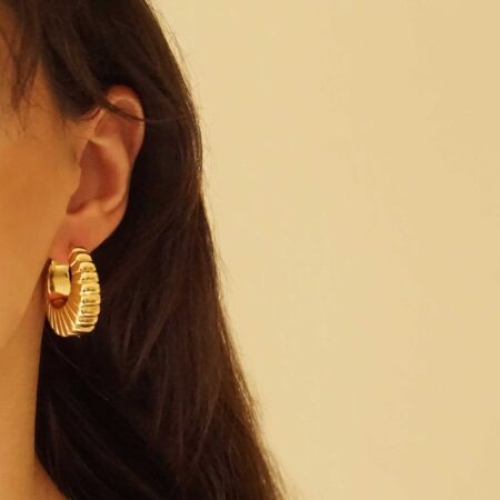 Επιχρυσωμένοι Ανάγλυφοι Κρίκοι Ασήμι 925