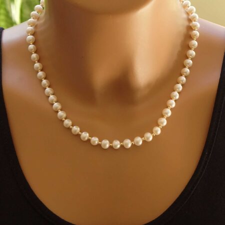 Κολιέ Από Φυσικά Μαργαριτάρια Με Χρυσές Μπίλιες 14 Καρατίων