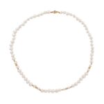 Κολιέ Fresh Water Pearls Με Χρυσές Μπίλιες 14Κ