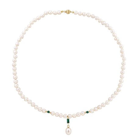 Κολιέ Με Φυσικά Μαργαριτάρια Και Ζιργκόν Σε Χρυσό 14Κ