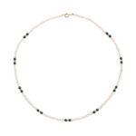 Κολιέ Με Λευκά Μαργαριτάρια Και Μαλαχίτη 14Κ