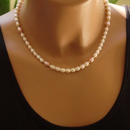 Κολιέ Με Λευκά Και Ροζ Μαργαριτάρια Σε Χρυσό 14 Καράτια