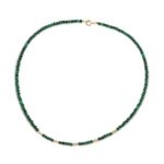 Κολιέ Μαλαχίτης Με Χρυσές Μπίλιες 14Κ