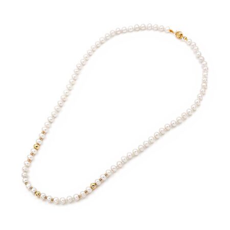 Κολιέ Από Μαργαριτάρια Και Χρυσές Μπίλιες 14Κ