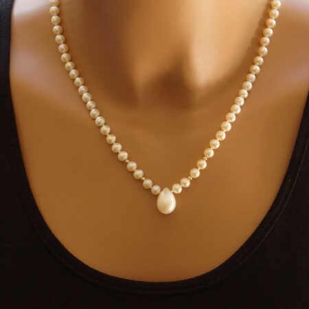 Κολιέ Μαργαριτάρια Γλυκού Νερού Με Μπίλιες Χρυσές 14 Καρατίων