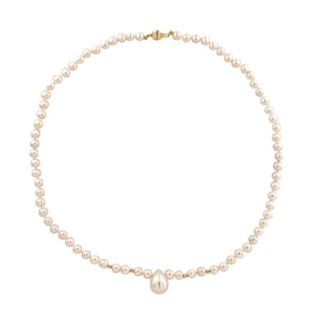 Κολιέ Μαργαριτάρια Γλυκού Νερού Με Μπίλιες Χρυσές 14Κ