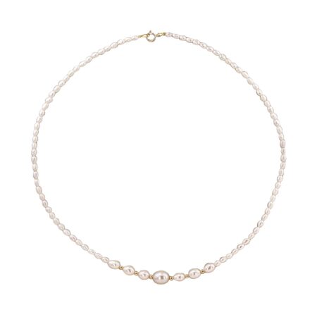 Κολιέ Με Μαργαριτάρια Γλυκού Νερού Και Μπίλιες Χρυσές 14Κ