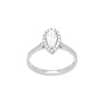 Λευκόχρυσο Δαχτυλίδι Ροζέτα Δάκρυ 14Κ