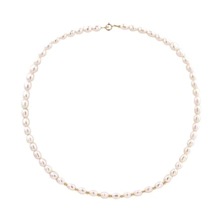 Μαργαριταρένιο Κολιέ Με Χρυσό Κούμπωμα 14Κ