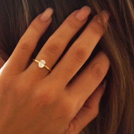 Μονόπετρο Οβάλ Χρυσό 14 Καράτια Με Ζιργκόν