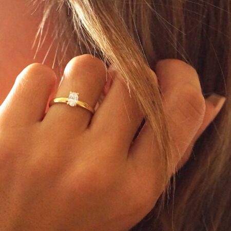 Οβάλ Δαχτυλίδι Μονόπετρο Χρυσό 14 Καράτια Με Ζιργκόν