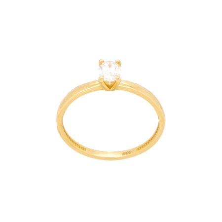 Οβάλ Δαχτυλίδι Μονόπετρο Χρυσό 14Κ Με Ζιργκόν