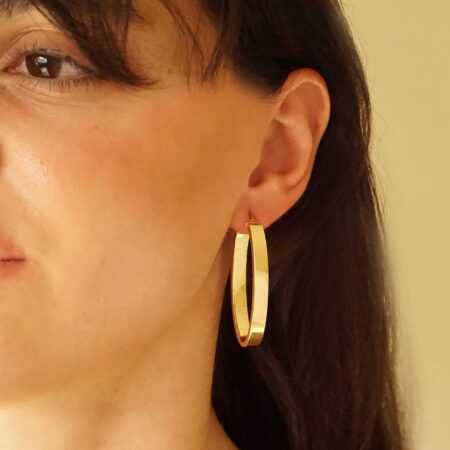 Οβάλ Κρίκοι Επιχρυσωμένοι Μακριοί 925