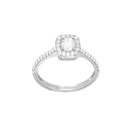 Ροζέτα Δαχτυλίδι Λευκόχρυσο 9Κ Με Πέτρες Ζιργκόν