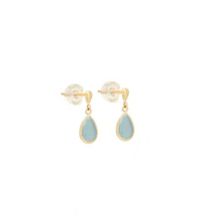 Σκουλαρίκια Κρεμαστά Με Γαλάζια Πέτρα Σε Χρυσό 9Κ