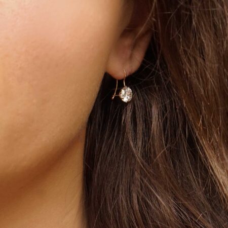 Σκουλαρίκια Κρεμαστά Μονόπετρα Σε Χρυσό 14 Καράτια