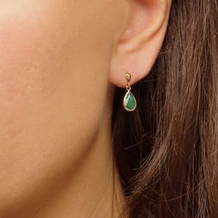 Σκουλαρίκια Κρεμαστά Με Πράσινη Πέτρα Σε Χρυσό 9 Καράτια