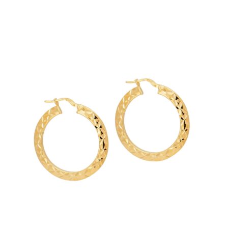 Επίχρυσα Σκουλαρίκια Κρίκοι Πλακέ 925