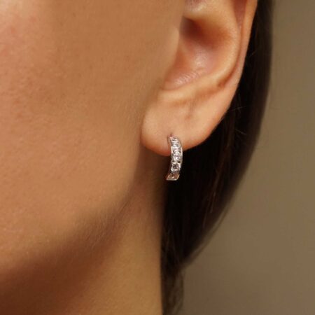 Σκουλαρίκια Λευκόχρυσα 14Καράτια Με Πέτρες Ζιργκόν