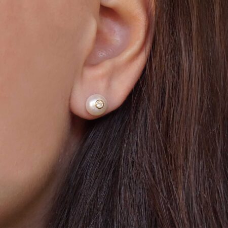 Σκουλαρίκια Με Μαργαριτάρια Καρφωτά Button14Κ