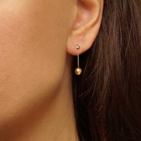 Σκουλαρίκια Μπίλιες Χρυσά Κρεμαστά 14 Καρατίων