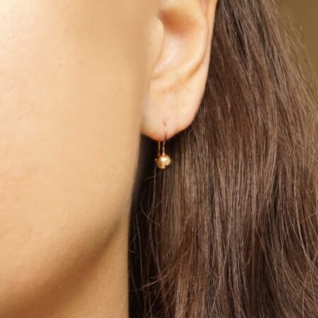 Χρυσά Σκουλαρίκια Μπίλιες Κρεμαστά 14 Καρατίων