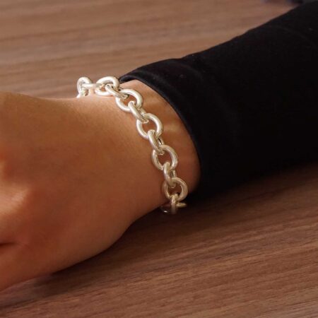 Unisex Ασημένιο Βραχιόλι 925 Με Οβάλ Κρίκους