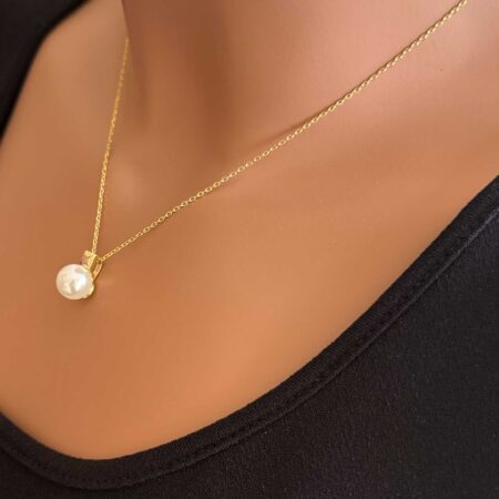 Επίχρυσο Μενταγιόν Με Μαργαριτάρι Κρεμαστό 925