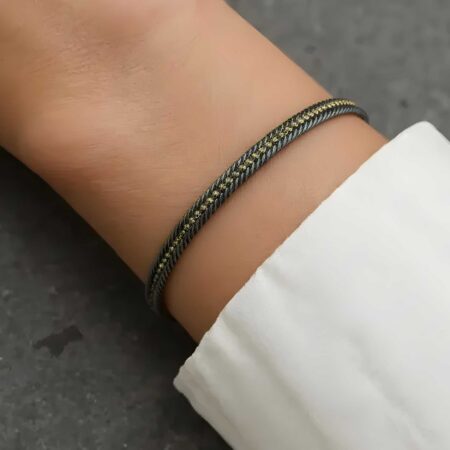 Ανάγλυφη Χειροπέδα Βραχιόλι Oxyde 925