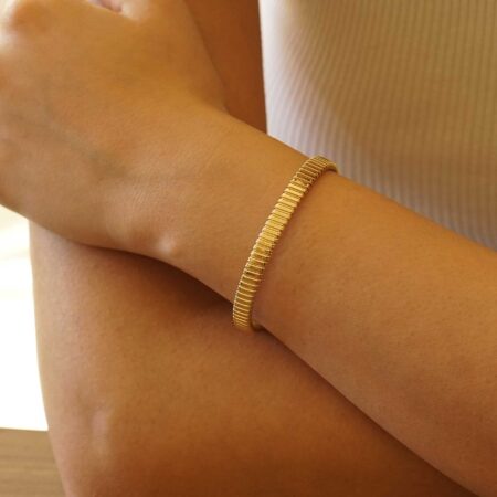 Ανάγλυφο Βραχιόλι Χρυσό 14Κ Ράβδοι