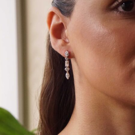 Ασημένια Κρεμαστά Σκουλαρίκια Με Ζιργκον 925