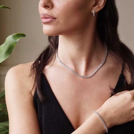 Ασημένιο Κολιέ Ριβιέρα Ζιργκόν 925