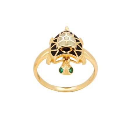 Γυναικείο Δαχτυλίδι Χελώνα Με Σμάλτο Σε Χρυσό 14Κ