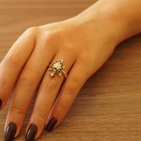 Γυναικείο Δαχτυλίδι Χελώνα Με Σμάλτο Σε Χρυσό 14Κ