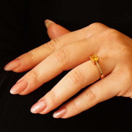 Δαχτυλίδι Με Citrine Και Διαμάντια Σε Ροζ Χρυσό 18 Καράτια