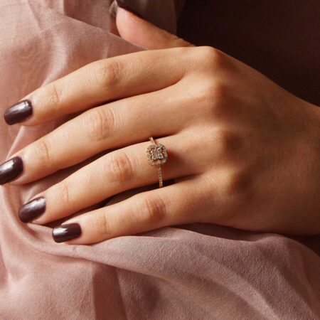 Δαχτυλίδι Με Διαμάντια Ροζ Χρυσό 18 Καράτια