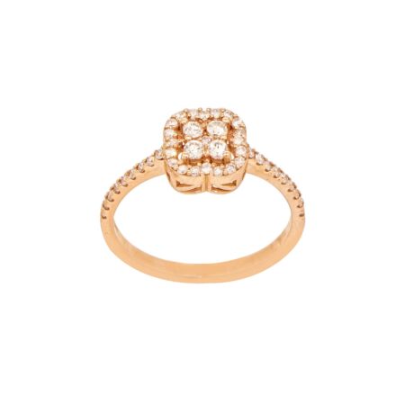 Δαχτυλίδι Με Διαμάντια Ροζ Χρυσό 18Κ