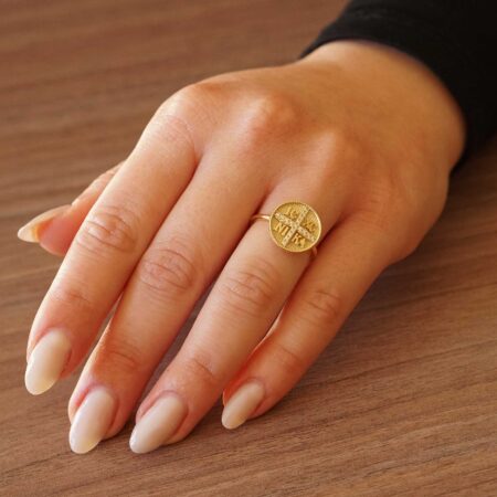 Δαχτυλίδι Κωνσταντινάτο Χρυσό 14 Καράτια Με Ζιργκόν Πέτρες