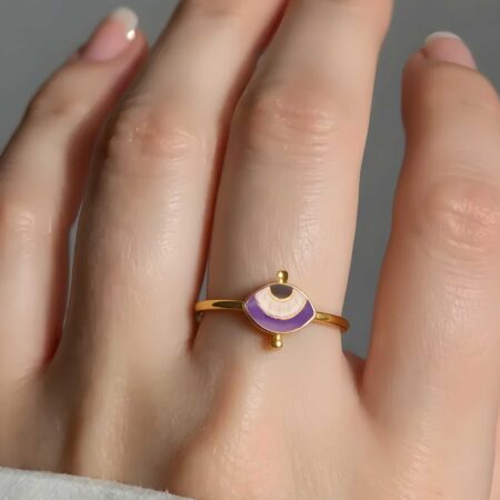 Δαχτυλίδι Με Ματάκι Μωβ 925