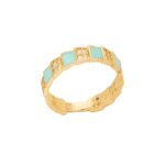 Δαχτυλίδι Με Σμάλτο Τιρκουάζ Και Ζιργκόν Πέτρες Σε Χρυσό 14Κ