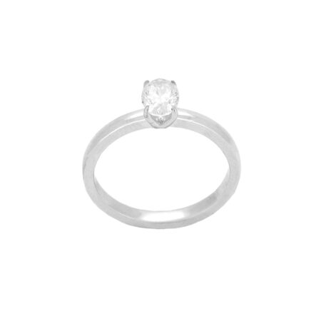 Δαχτυλίδι Με Οβάλ Διαμάντι Μονόπετρο Σε Λευκόχρυσο 18Κ