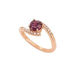 Δαχτυλίδι Με Ρουμπίνι Και Διαμάντια Σε Ροζ Χρυσό 18Κ