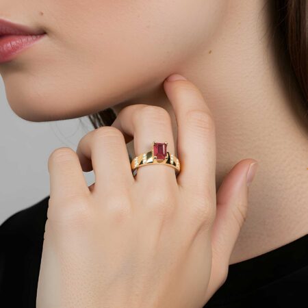 Δαχτυλίδι Με Ρουμπίνι Και Μπριγιάν Σε Χρυσό 18 Καράτια