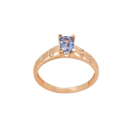 Δαχτυλίδι Με Ζαφείρι Και Μπριγιάν Σε Ροζ Χρυσό 18Κ